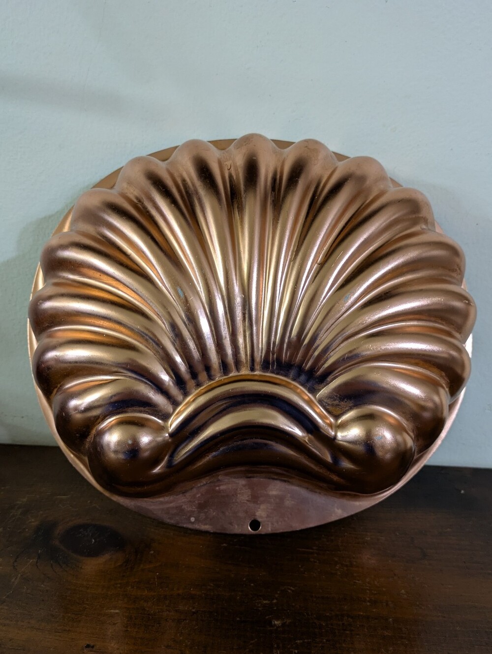 Vintage Copper Seashell Mold - Large 6-Cup Cake & Jello Pan / Wall Decor